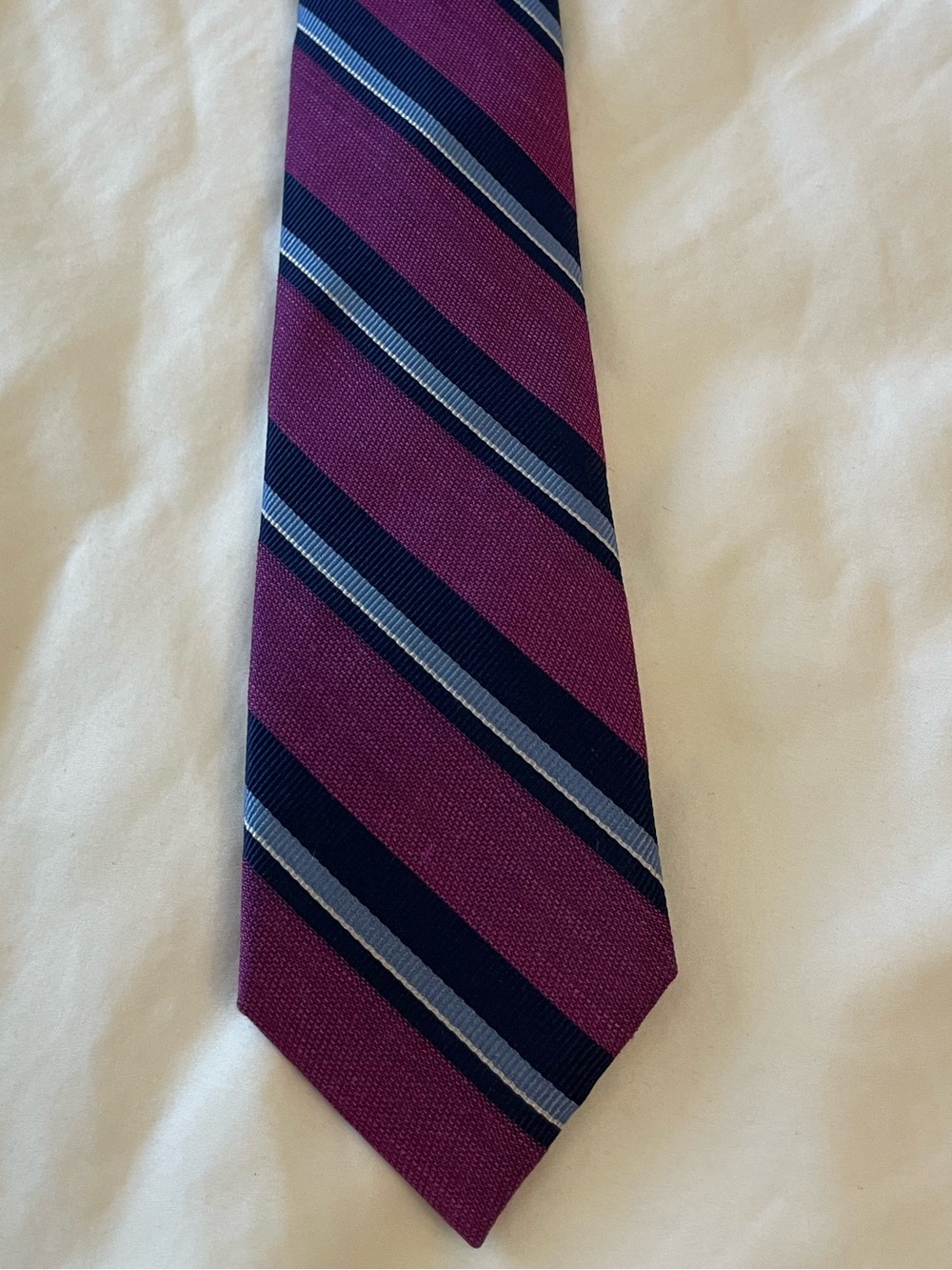 The Tie Bar Purple, Navy & Light Blue Striped Men's Tie